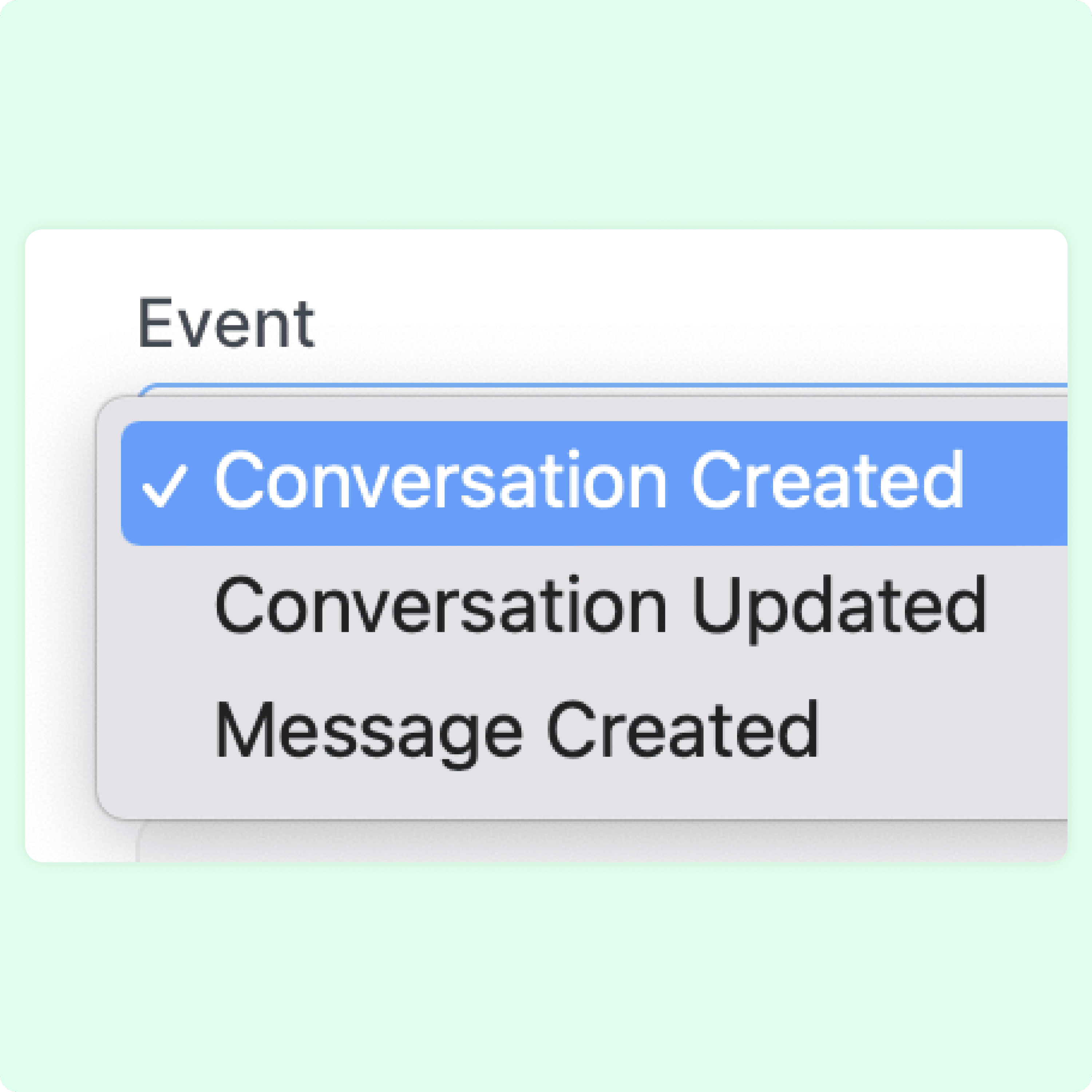 Automation triggering events dropdown
