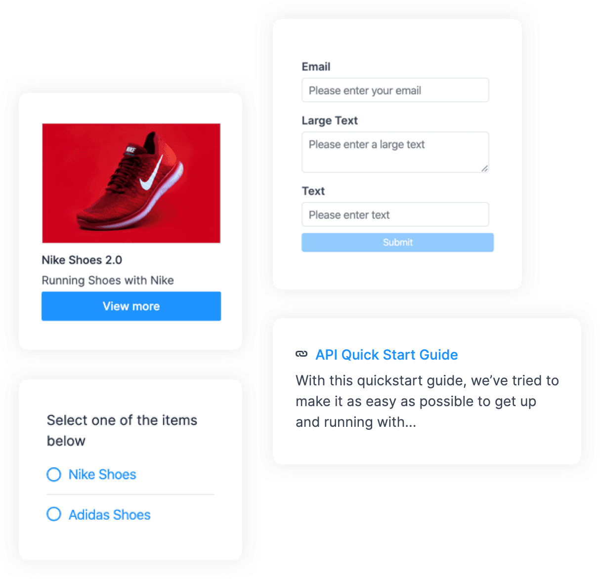Examples of different rich message types