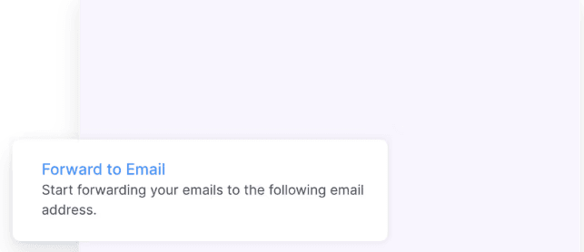 Forward to email configuration screenshot