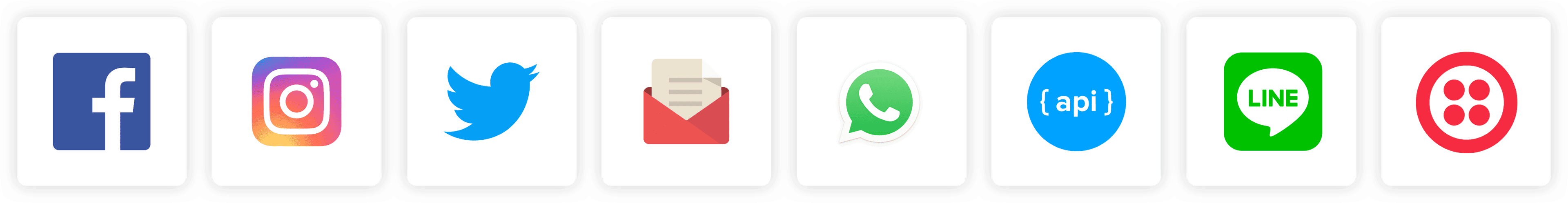 Omnichannel icons like Facebook, Instagram, WhatsApp and more