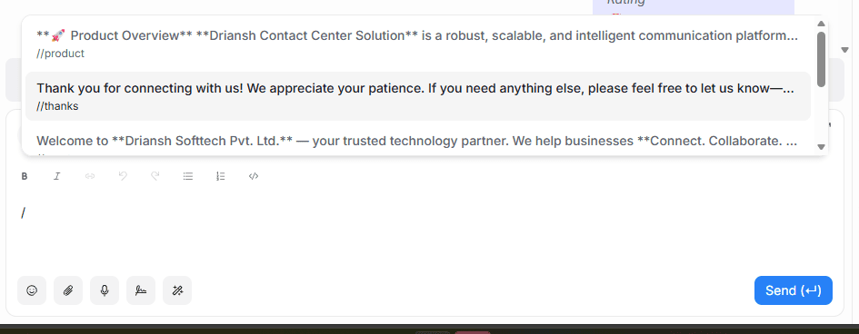 Using canned response inside chat